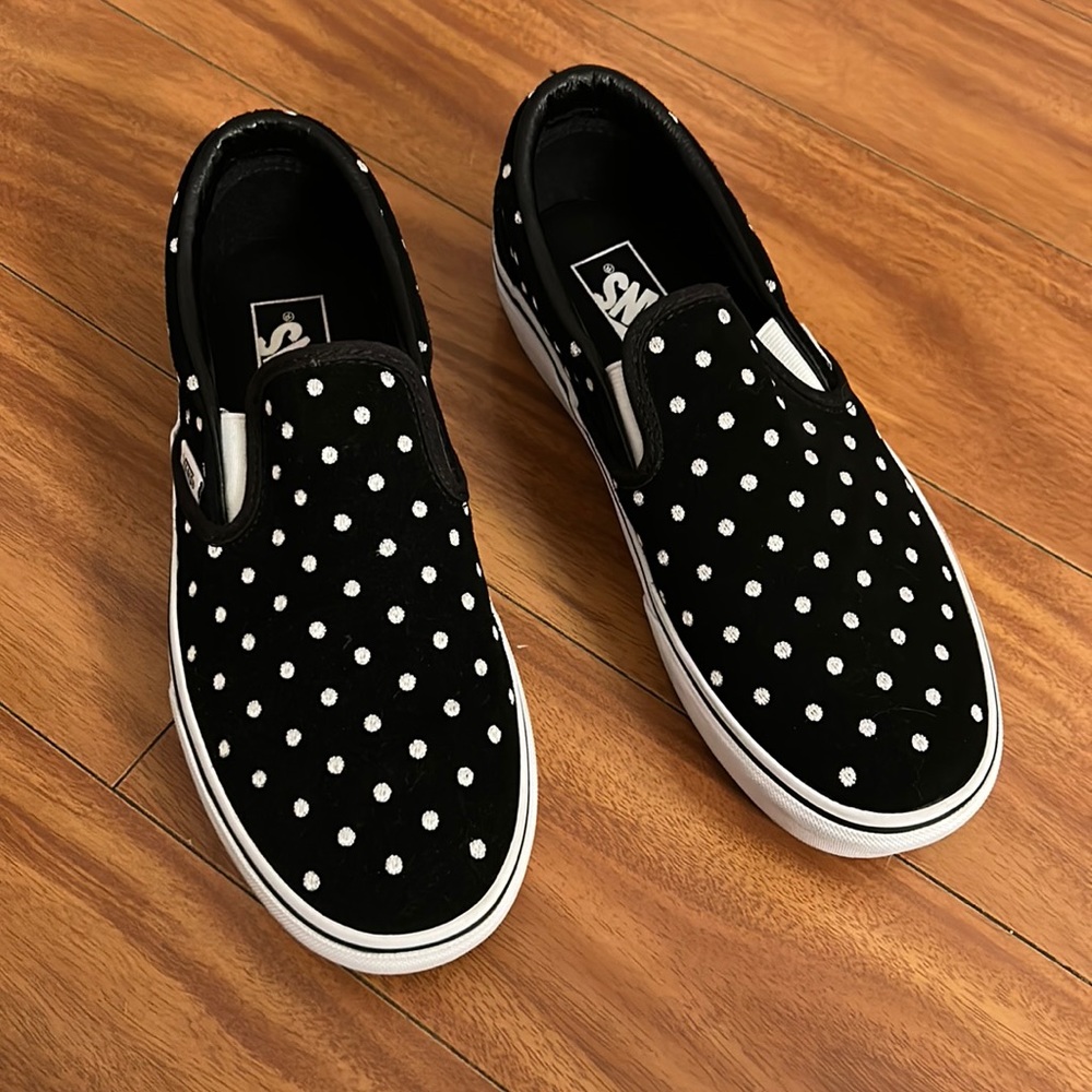 Platform polka dot leather vans